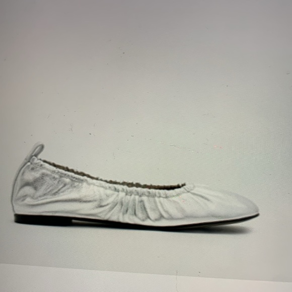 All Saints Metallic Silver Leather Ballet Flats With Ribbon 7 - Picture 1 of 11